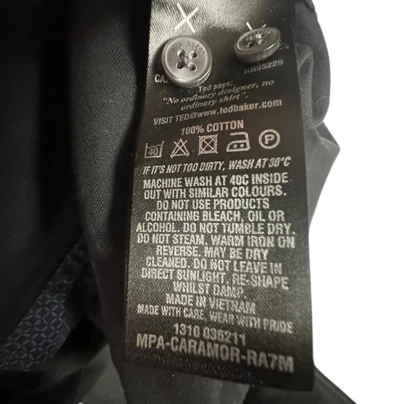 Ted Baker Endurance Men’s Luxury Long Sleeve Black Button Down Shirt 34/35 ~ 17 - Picture 5 of 7